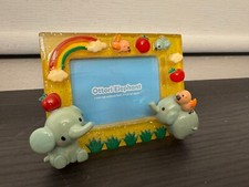 Resin Clay Handpainted Picture Frame Elephants Birds Apple Rainbow Nursery