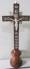 Antico crocifisso - madreperla - croce in legno - arte sacra Via Crucis