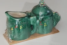 Vintage Mini Sugar And Cream Porcelain Set, Las Vegas Cactus