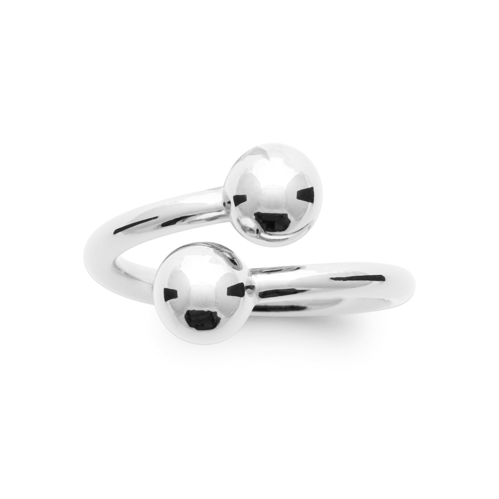 Bague argent ouvert 2 boules idée cadeau anniversaire écrin inclus - 2