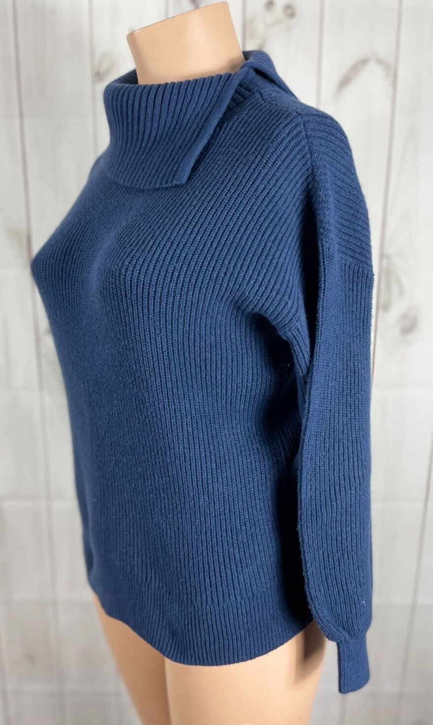 Talbots Solid Blue Turtleneck Ribbed Long Sleeve … - image 2