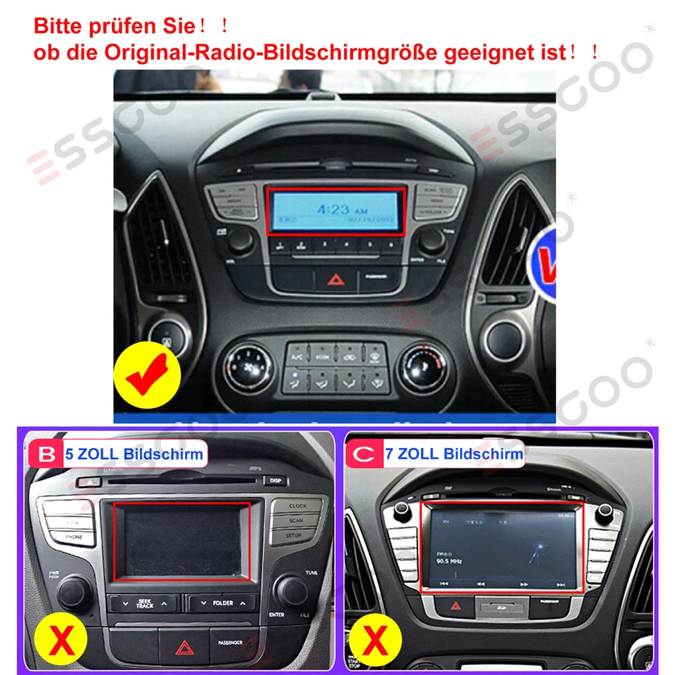 6+128G Android 14 CarPlay Autoradio 8Core GPS CarPlay Für Hyundai iX35 2010-2015 - Bild 3 von 4