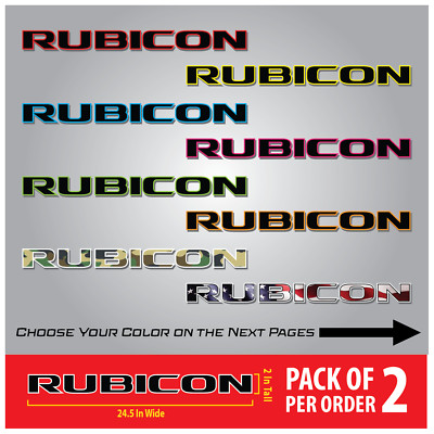 2 Rubicon Hood Decals Stickers   Multiple Colors  for Jeep Wrangler or Gladiator