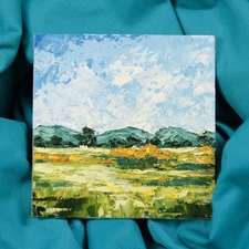 Original Painting Oil Abstract Landscape Oil Wall Art Signed Colorful Home Decor