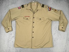 Vintage Boy Scouts Of America Shirt Men Extra Large Beige Long Sleeve BSA AZ