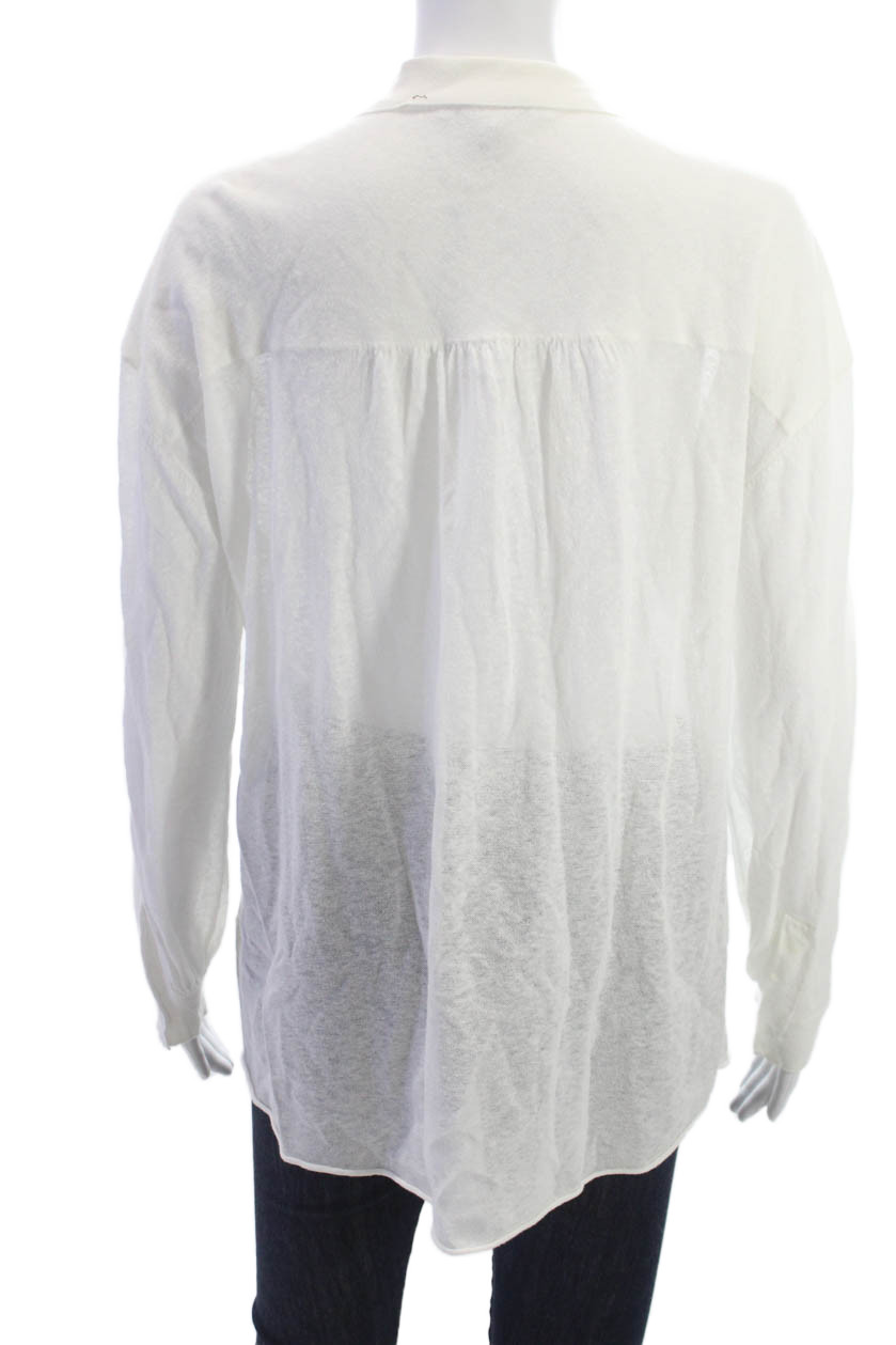 SWTR Womens Basic Collared Button-Up Top White Lo… - image 3