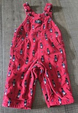 Oshkosh Vestbak Overalls Corduroy Red Soldier 100 Cotton Size 6 Months EUC