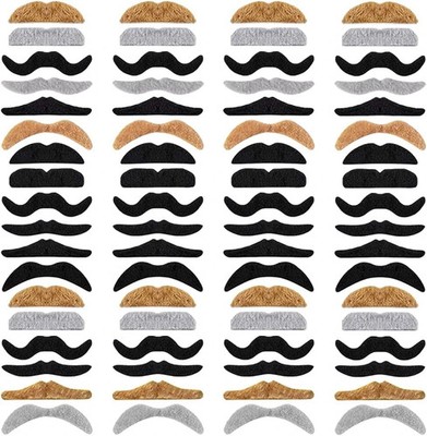 72 Pieces Novelty Fake Mustaches,Self Adhesive Costume Accessories Halloween Fak