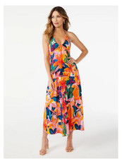 Sofia Jean by Sofia Vergara Rayon Womens Halter Neck Floral Tiered Maxi Dress 3X
