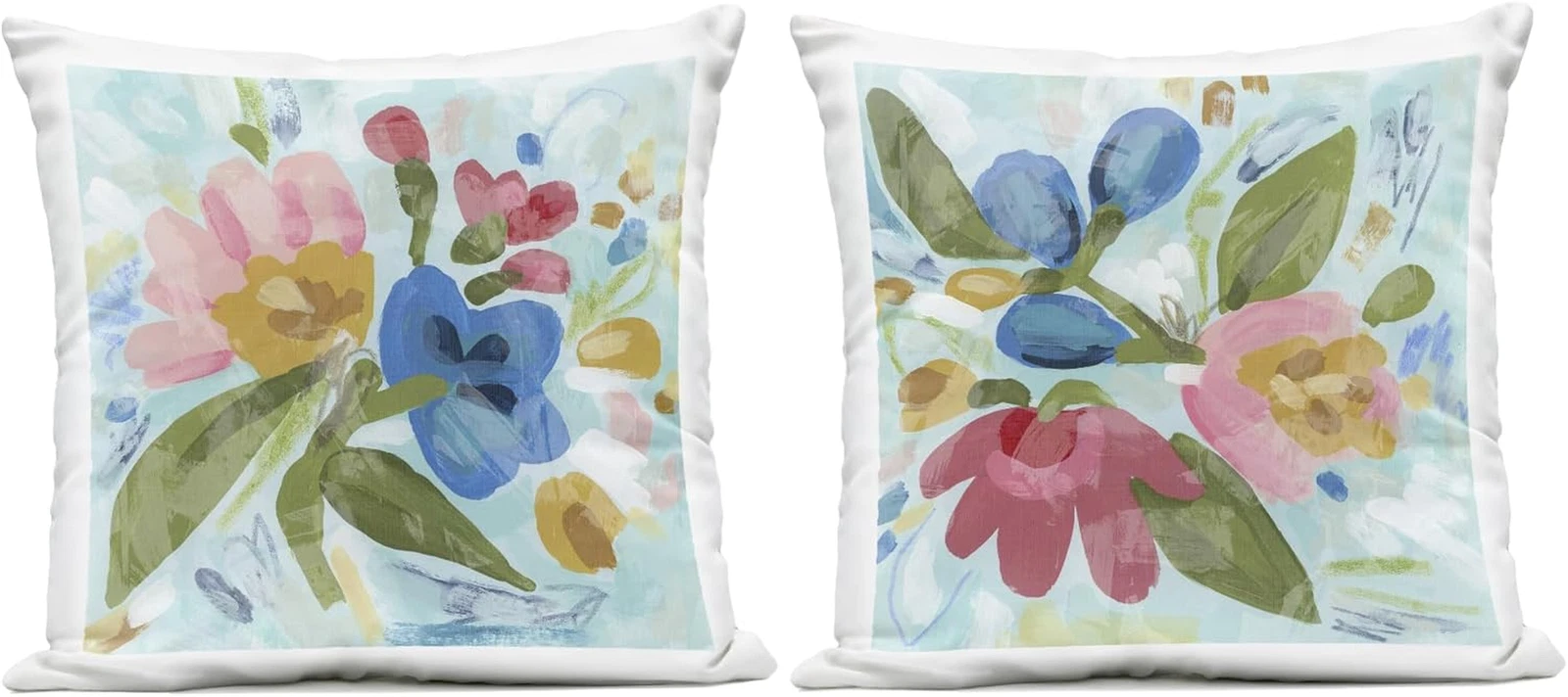 Eclectic Flower Bundles Outdoor Throw Pillows, 18x18, Multi-Color, 2-Pack