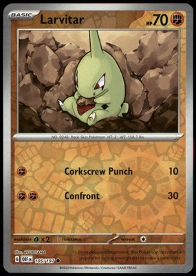 Larvitar 105/197 SV03: Obsidian Flames Reverse Holofoil MP Pokemon TCG