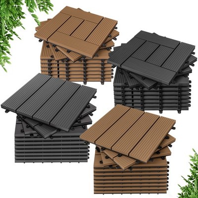 WPC Fliesen Terrassenfliesen Balkonfliesen Set Holzfliesen 30x30cm Pool Garten
