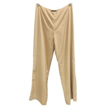 VTG Ann Taylor 100 Silk Wide Leg Pants-Lined-Neutral Tan-Side Zip-Professional 6