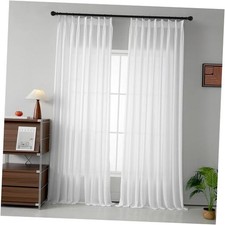 Pinch Pleated Sheer Curtains 108 Inches 52"W x 108"L Pack of 1 White-texture