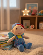 Schutzengelpuppe Frido 20 cm Stoffpuppe mit Flügel Engelsfigur Kinder Deko