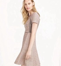 J. Crew Dress Gray Metallic Tweed Wool Blend Pleated Fit &Flare Mini Old Money-4