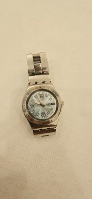 Vintage Swatch Irony Lady Women's Watch Blue Dial Swiss Made Stainless Steel Day