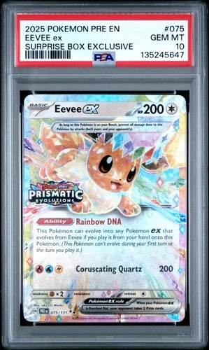 2025 Pokemon Pre En-Prismatic Evolutions #075 Eevee Ex PSA10