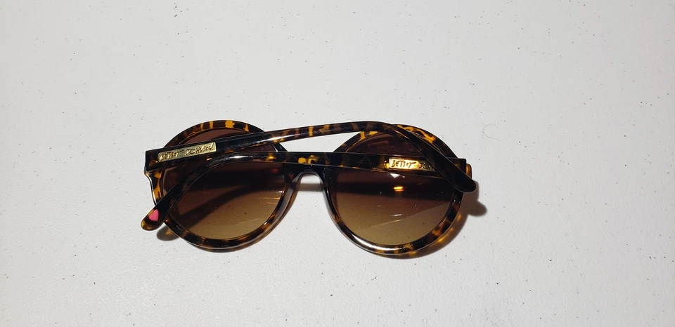 Gafas de sol BETSEY JOHNSON clásicas redondas carey con logotipo dorado brazos Foto 4 de 4