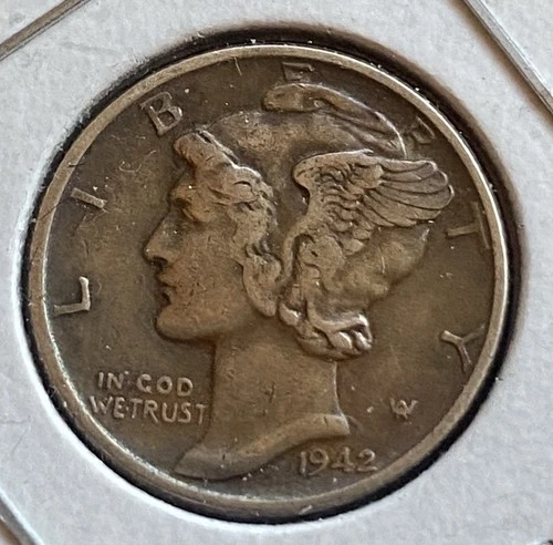1942 Mercury  Dime – XF – 90% Silver – World War II Era U.S. Coin