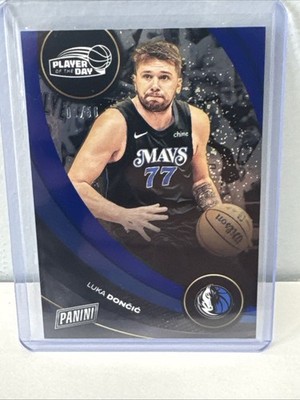 2024-2025 Panini Player Of The Day Luka Doncic Blue Refractor 03/50