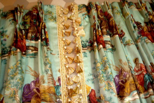 Custom DRAPES Guinevere TOILE Kravet fabric 2 pc Lined 85" lg w/ Tassel Fringe