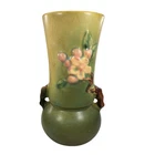 Vtg Roseville Pottery 381-6 Vase Green Apple Blossom 1940s Floral Embossed 6"