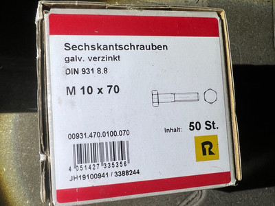 Reyher Maschinenschrauben M10x70mm 8.8 / 50Stück /verz. / sechskant  H1Pal8