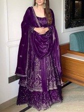 Beautiful Purple Crunchy Silk Top Lehenga With Dupatta For Reception Wear