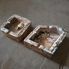 Mid-Century Brecciated Marble Trinket Dish / Ashtray ( Set of 2)