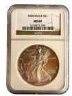 2004 American Silver Eagle $1 Dollar Coin One Troy Ounce 0.999 Fine NGC MS69
