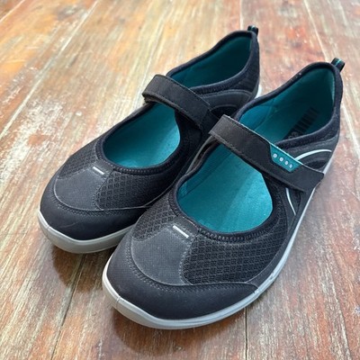 ECCO Biom Lite Active Mary Jane Walking Sneakers Black Mesh Teal Women 41 US 10