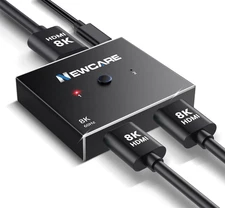 HDMI Switch 4K@120Hz, Aluminum HDMI 2.1 Switch 2 in 1 Out with Type-C Charging C