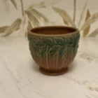 Vintage McCoy Planter Leaves & Berries Brown Green Jardiniere 5” Pottery USA