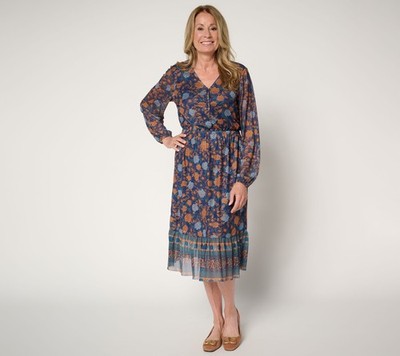 Gloria Vanderbilt Women's Dress Sz L Denim & Co. Canyon Retreat Blue A658022