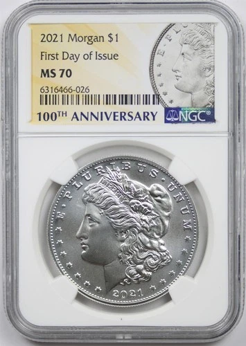 2021 $1 NGC First Day of Issue MS 70 Morgan Silver Dollar 100th Anniversary