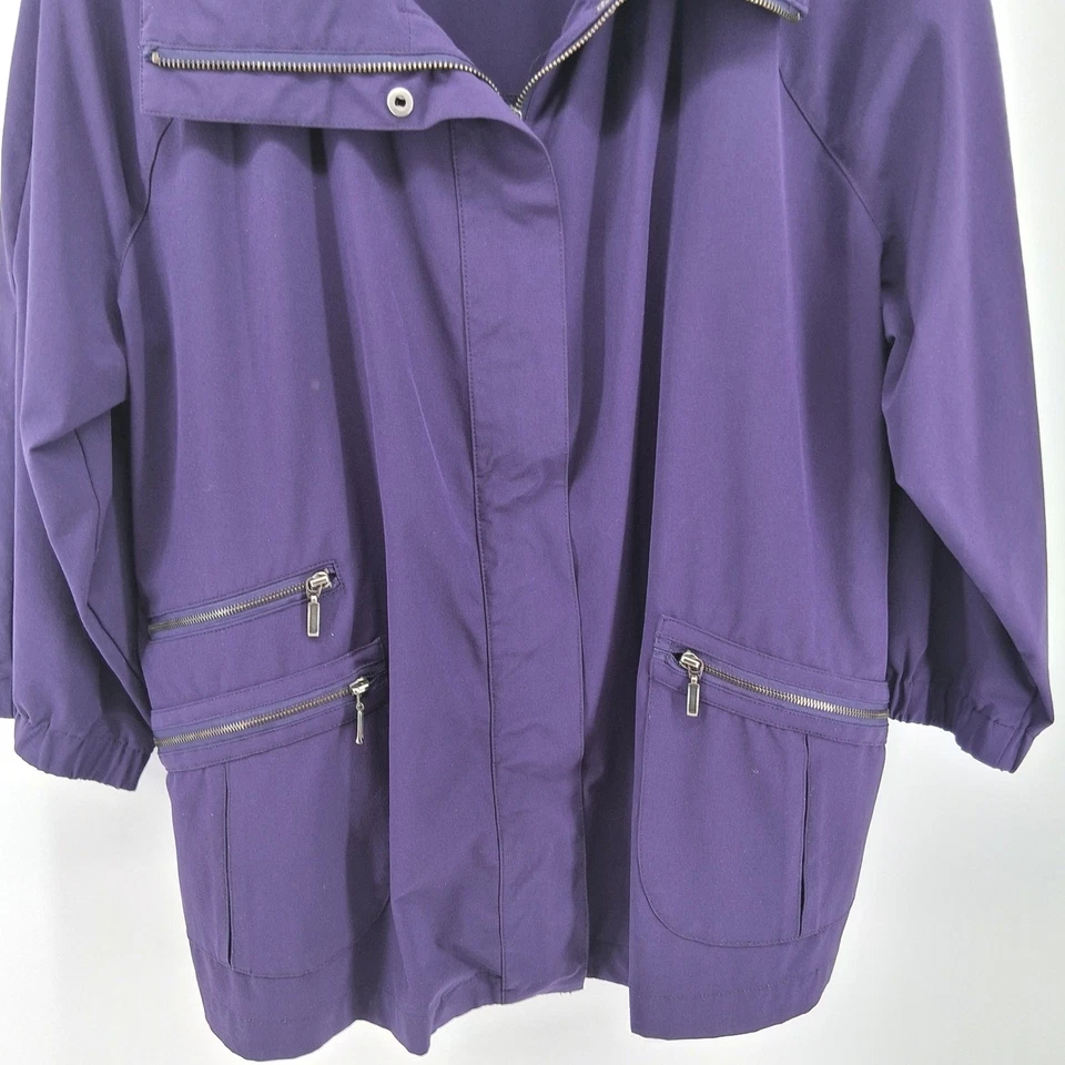 Chicos Zenergy Mujer Talla 3/XL Púrpura Cremallera Frontal Chaqueta Viaje Activo Ligera Foto 3 de 4