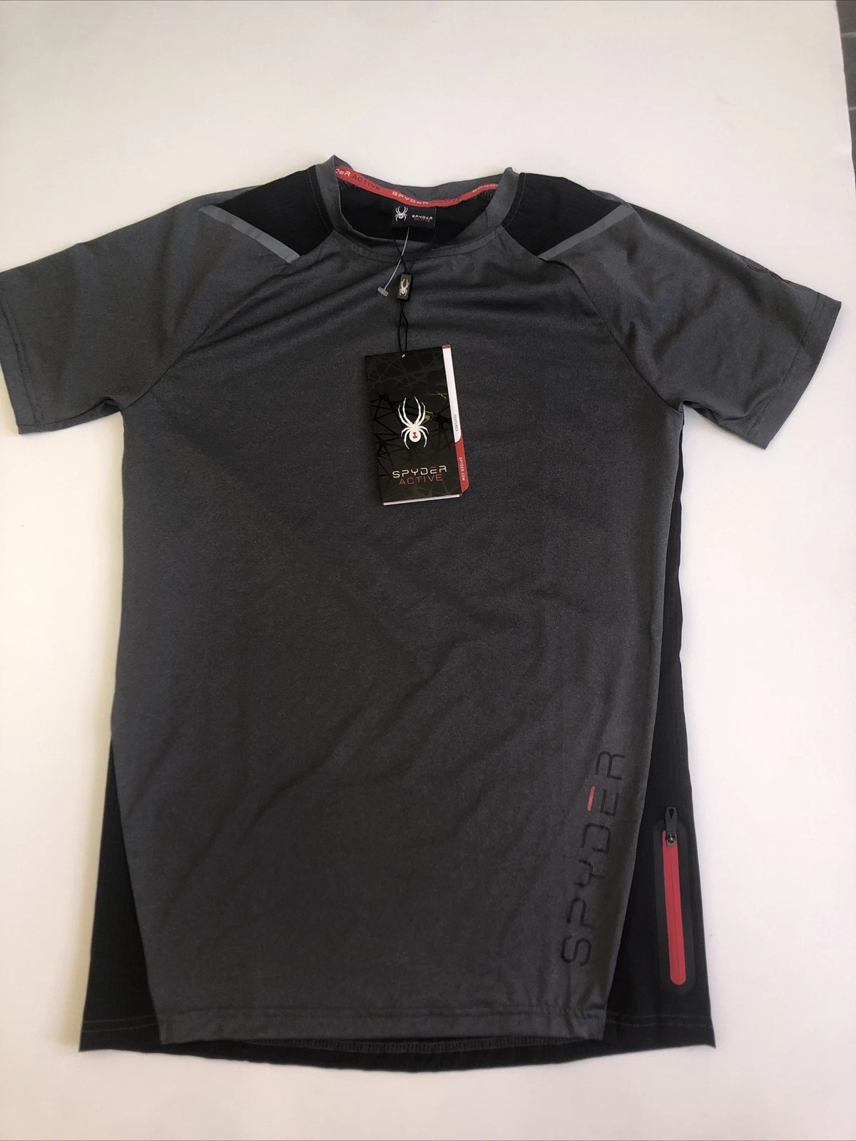 $60 NWT SPYDER Active Men’s Top Shirt Quick Dry Breathable Zip Pocket Shirt Sz S