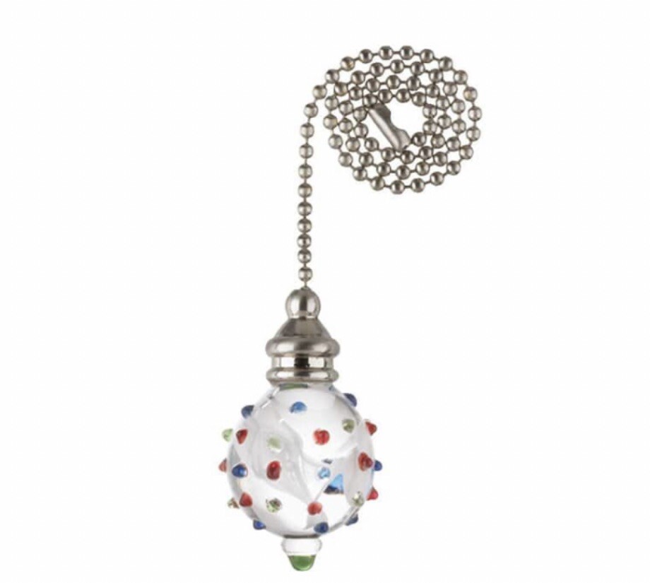 12-inch Decorative Multi-Color Glass Globe Ceiling Fan Pull Chain Extension-image