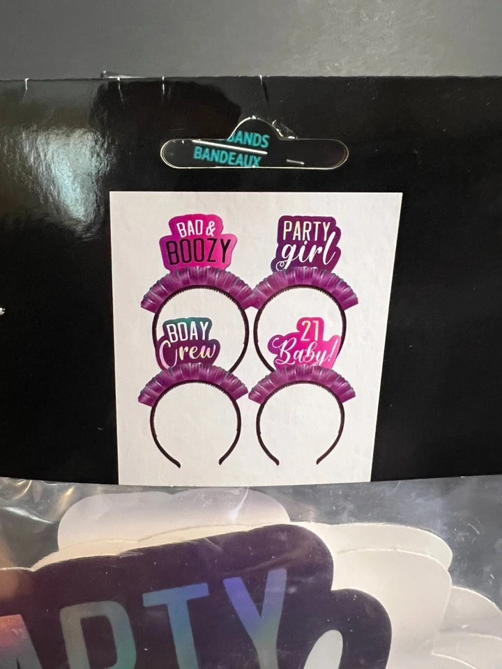 Lote de 3 diadema brillante Amscan 4 piezas accesorio de fiesta favor 21 cumpleaños diadema Foto 3 de 4