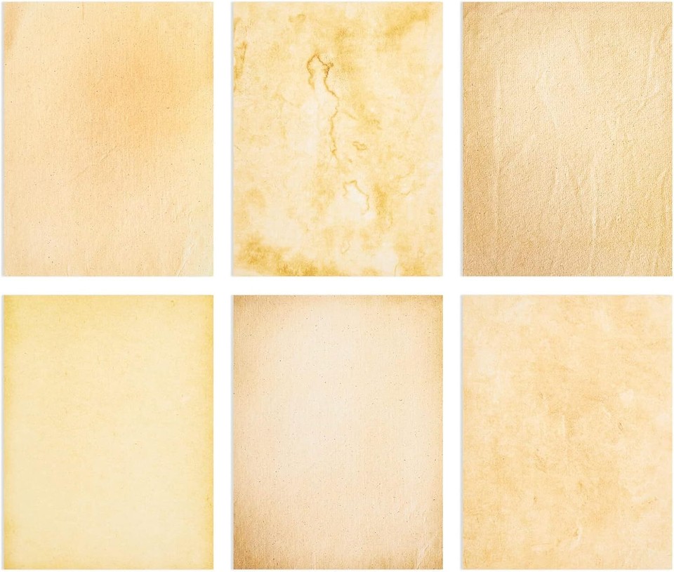 48 Sheets Vintage Style Aged Paper for Writing Letters, Scrapbooking