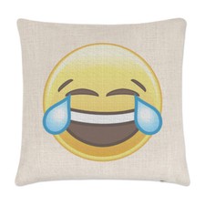 Laughing Crying Emoji Linen Cushion Cover - Pillow Funny