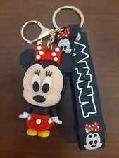 NIB Disney Minnie Mouse 3D Keychain Figure Backpack Clip Keyring Pendant