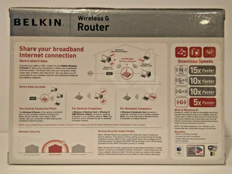 Belkin Internet Router Wireless G Router 400 Ft Range Unopened Factory Sealed - Image 3 of 4