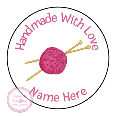 LABELS4EVERYTHING Personalised Handmade With Love Wool Knitting Needles Home Craft Box Stickers