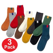 3 Pair Casual Crew Socks Cotton Bright Mix Random Solid Colors NEW