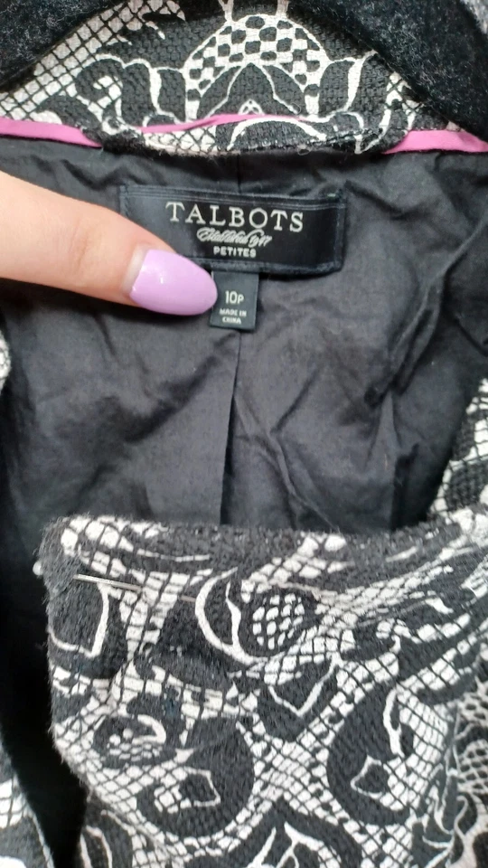 Chaqueta Blazer Talbots Mujer Manga 3/4 Floral Talla 10P 2 Botones 100% Algodón  Foto 4 de 4