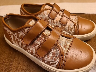 Coach Girls Size 10 Beige Brown Signature C Logo Sneakers 