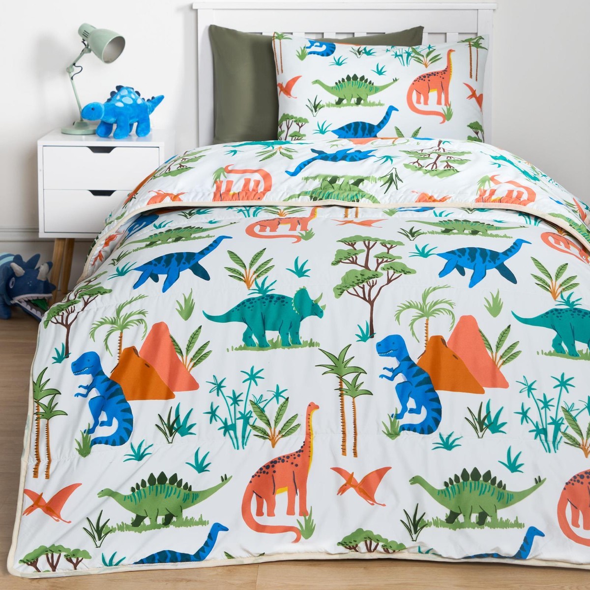 MacoHome Kids Dinosaur 3-Piece Twin Bed Sheet Set - Fun Dino Print Bedding For Boys
