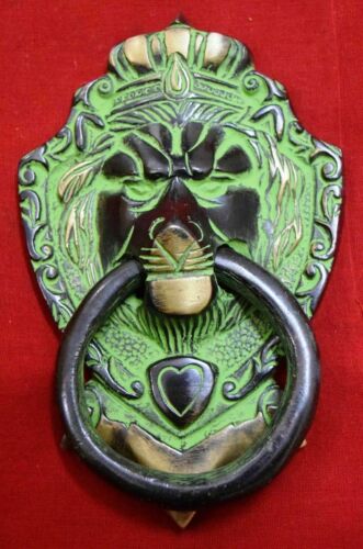 Antik Stil Löwe Kopf Form Türklopfer Massives Messing Handgefertigt Tür Klingel - Bild 1 von 4